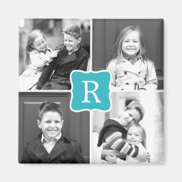Monogram Collage Personlig Photo Magnet Turquo