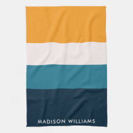 Monogram Colorblock Vågrät Rand Snyggt Kit Kökshandduk