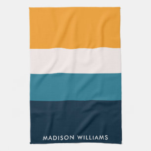 Monogram Colorblock Vågrät Rand Snyggt Kit Kökshandduk