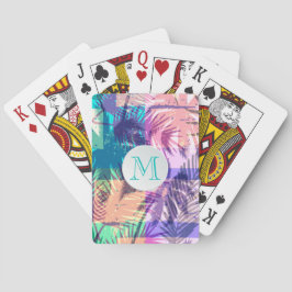 Monogram Colorful Handflatan Träd Collage Casinokort