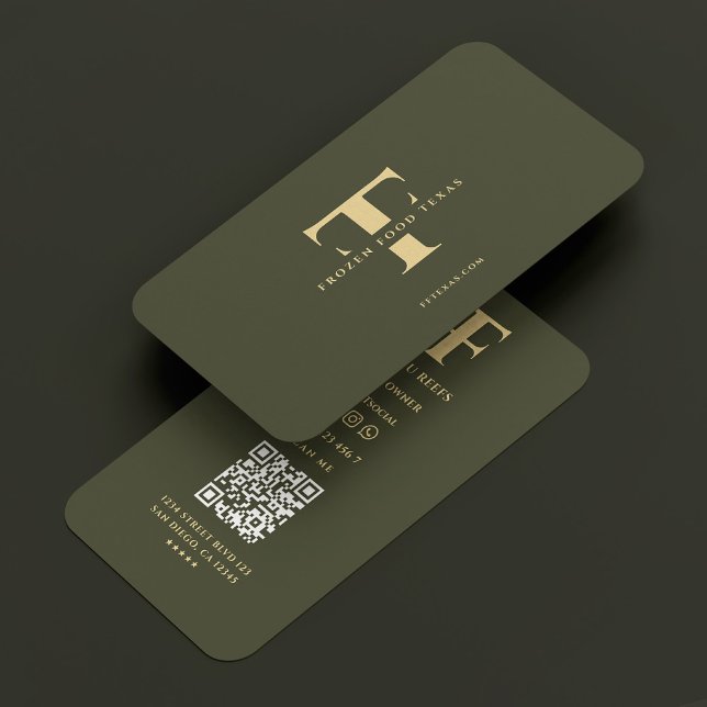 Monogram Company Logotyp F T Grönt Army Modern Visitkort (Monogram Company Logo F T Green Army Modern Business Card
)