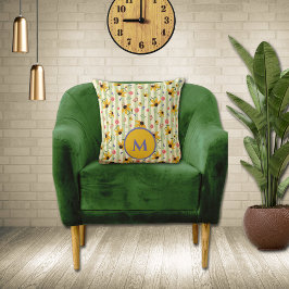 Monogram Coneflower Butterfly Floral Patterned  Kudde