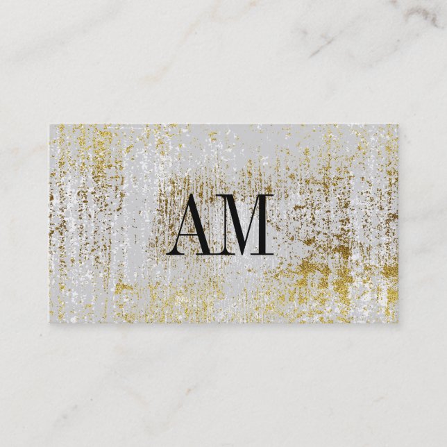 Monogram Contemporary Guld White Rustic Visitkort (Framsida)