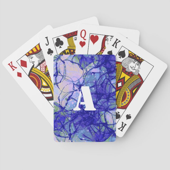Monogram Coola Blue Abstrakt Art Casinokort (Baksidan)