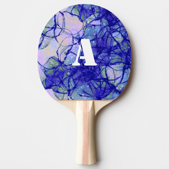Monogram Coola Blue Abstrakt Art Dubbla sida vid s Pingisracket (Framsidan)