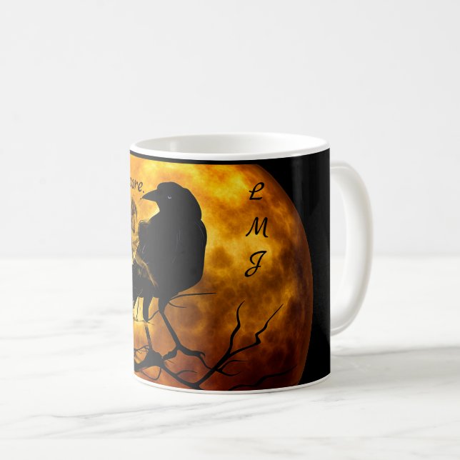 Monogram-Coolan "Now" Raven Halloween Kaffemugg (Framsida höger)