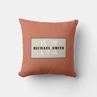 Monogram Copper Red Solid Färg-bakgrund Kudde