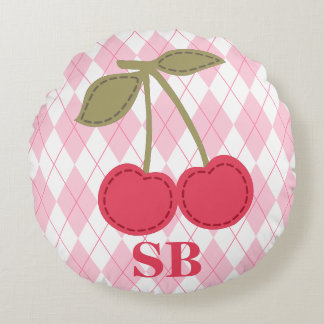 Monogram Coquette Cherry Rosa Jacquard Rund Kudde