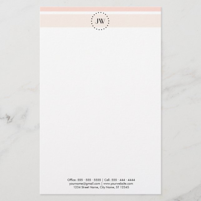 Monogram Coral Elegant Professionell Stationery Brevpapper (Framsida)