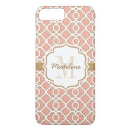 Monogram Coral och Guld Quatrefoil
