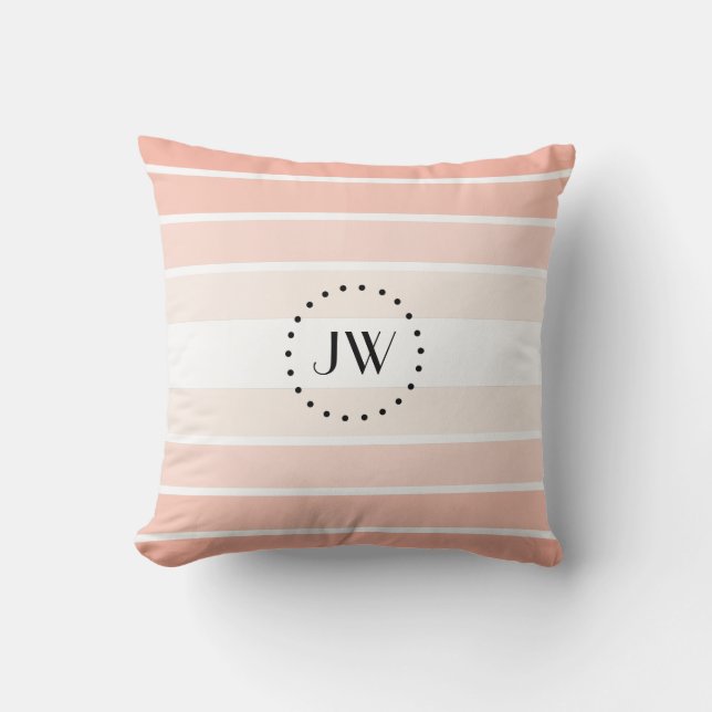 Monogram Coral Pastel Rand Dekorativ kudde (Framsida)