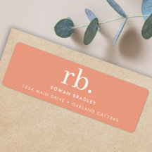 Monogram Coral Peach Elegant Returadress