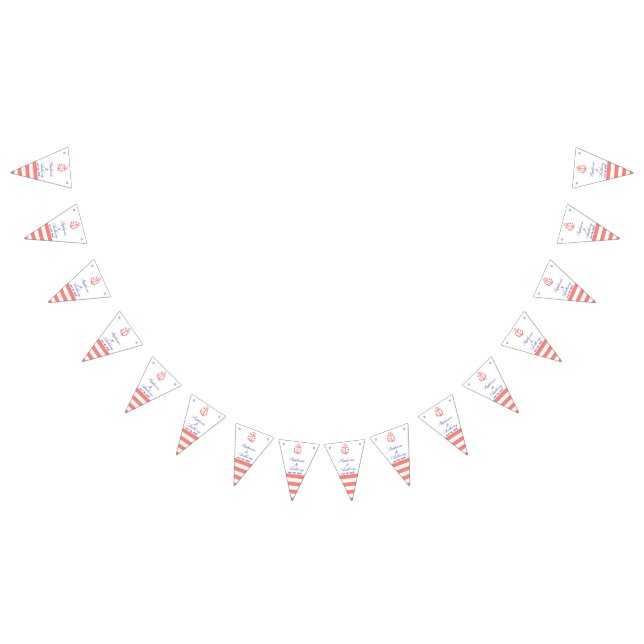 Monogram Coral Rosa Nautical and Navy Blue Bröllop Vimplar (Alla)