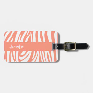 Monogram Coral Rosa Zebra mönstrad resggage tag Bagagebricka