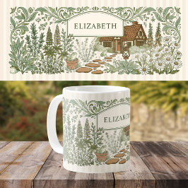 Monogram Cottagecore Groda Trädgård Kaffemugg