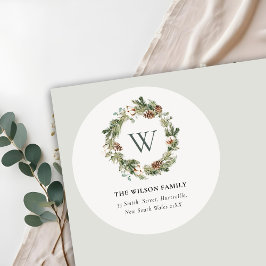 Monogram Cotton Gräs Kone-julfransen Adress Runt Klistermärke