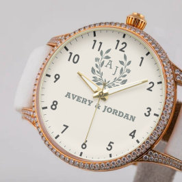  Monogram couple names Botanical Elegant Armbandsur