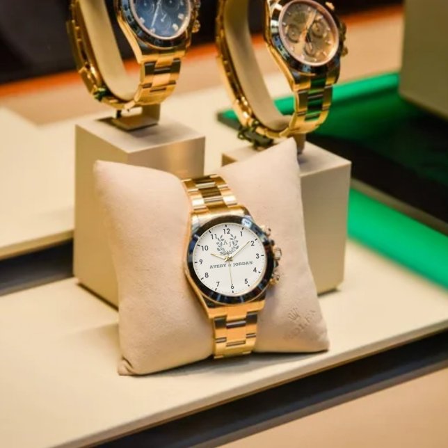 Monogram Couple Names Watch Elegant Pink  Armbandsur (Skapare uppladdad)