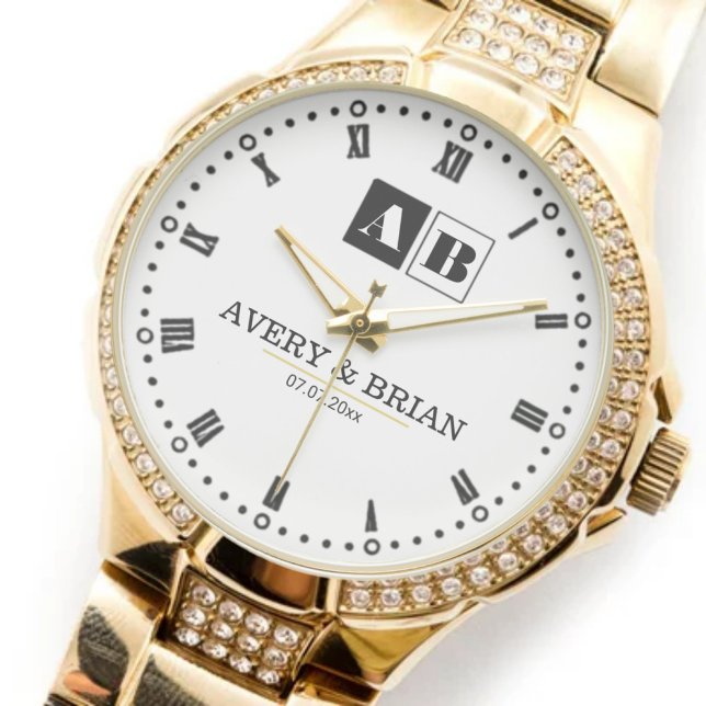 Monogram Couples Names Armbandsur (Skapare uppladdad)