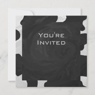 Monogram Cow Black and White Inbjudningar