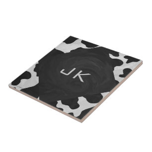 Monogram Cow Black and White Kakelplatta