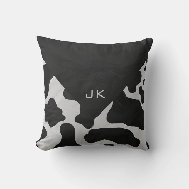 Monogram Cow Black and White Kudde (Framsida)