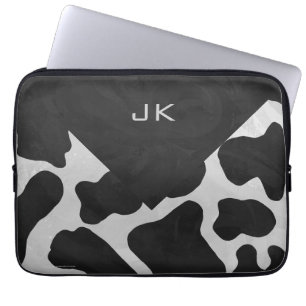 Monogram Cow Black and White Laptop Fodral