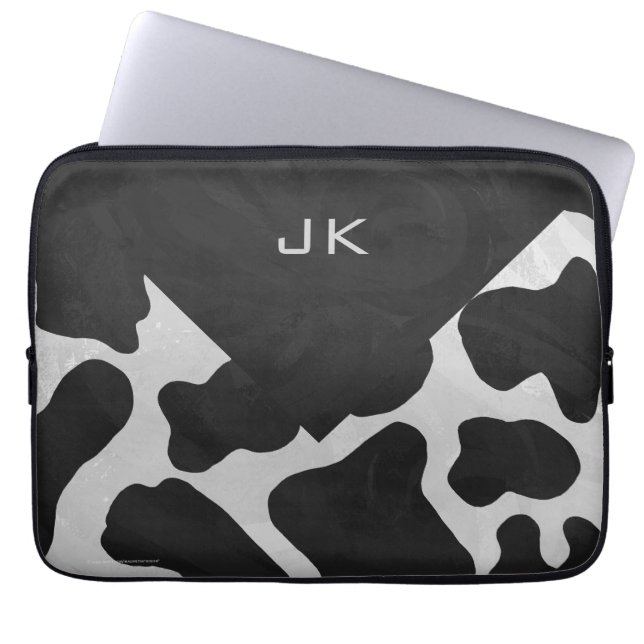 Monogram Cow Black and White Laptop Fodral (Framsidan)