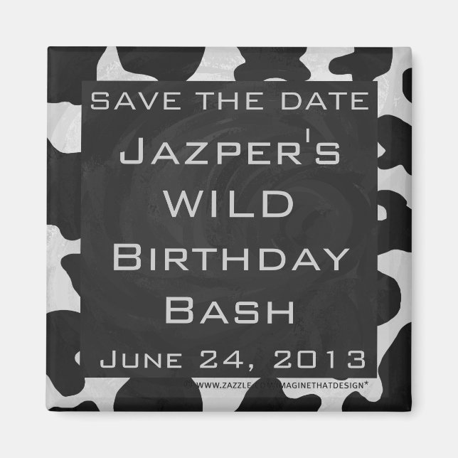 Monogram Cow Black and White Magnet (Framsidan)