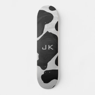 Monogram Cow Black and White Mini Skateboard Bräda 18,5 Cm