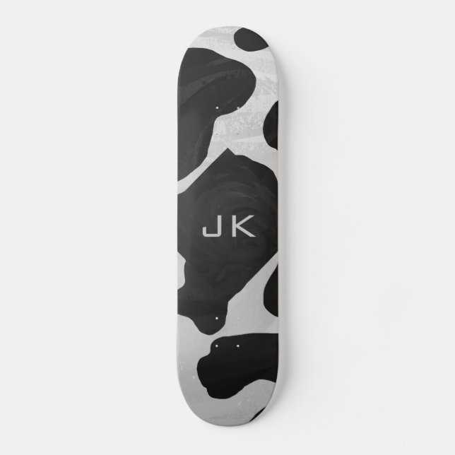 Monogram Cow Black and White Mini Skateboard Bräda 18,5 Cm (Framsida)