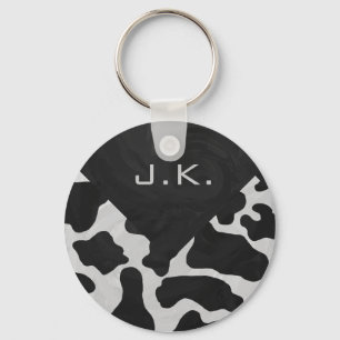 Monogram Cow Black and White Nyckelring