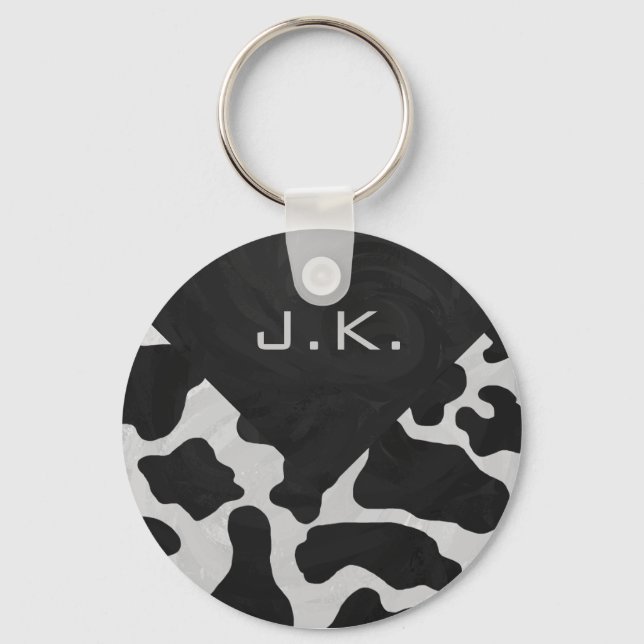 Monogram Cow Black and White Nyckelring (Framsida)