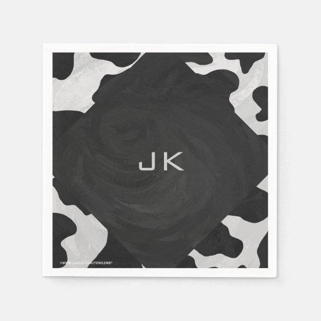 Monogram Cow Black and White Pappersservett (Framsidan)