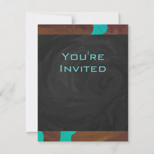 Monogram Cow Brown och Teal Print Inbjudningar