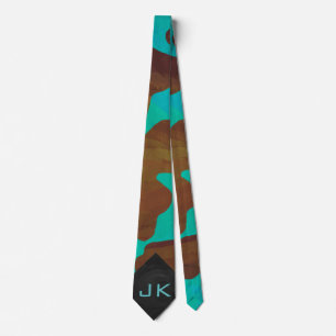 Monogram Cow Brown och Teal Print Slips