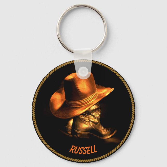 MONOGRAM COWBOY HAT & BOOTS NYCKELRING (Framsida)