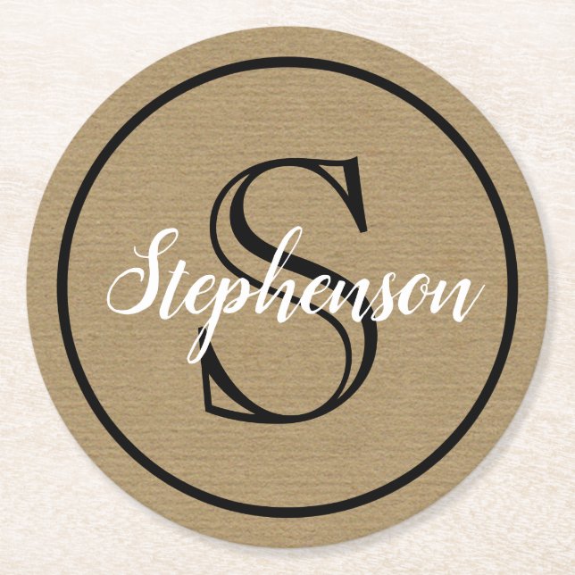 Monogram Craft Papprare-utseende Underlägg Papper Rund (Framsidan)