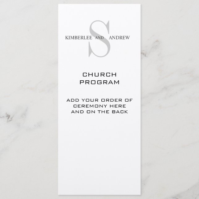 Monogram Cream Bröllopsprogram Program (Framsida)