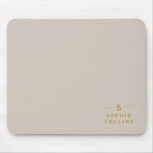 Monogram Cream Guld-minimalistisk Elegant Namn Musmatta