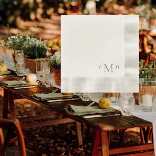 Monogram Cream-myntad Elegant i bröllop Guld Pappersservett