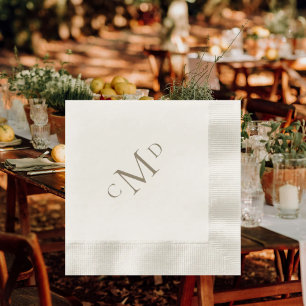 Monogram Cream, myntduk i bröllop Guld Pappersservett