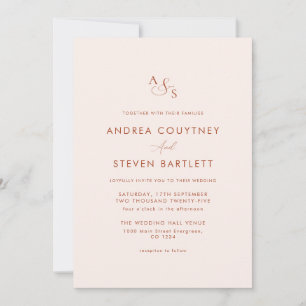 Monogram Cream och Terracotta Fall Wedding Inbjudningar