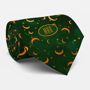 Monogram, Crescent Måne & Stars Halloween Necktie Slips