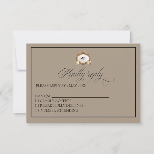 Monogram Crest RSVP card OSA Kort (Framsida)