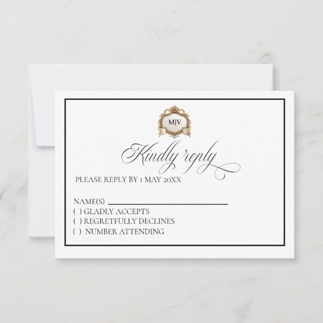 Monogram Crest RSVP card OSA Kort (Framsida)
