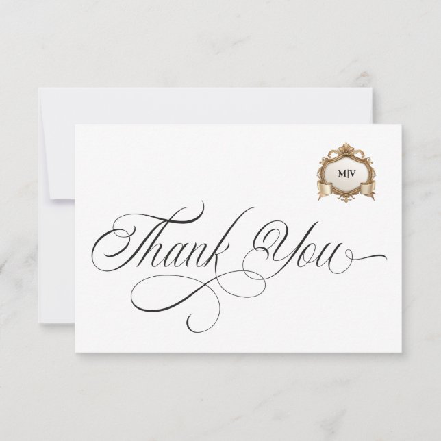 Monogram Crest Thank You Card Tack Kort (Framsida)
