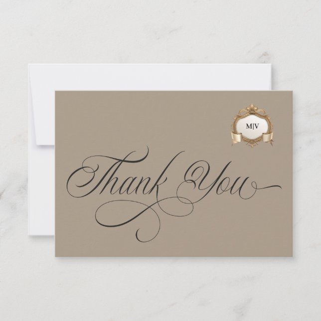 Monogram Crest Thank You Card Tack Kort (Framsida)