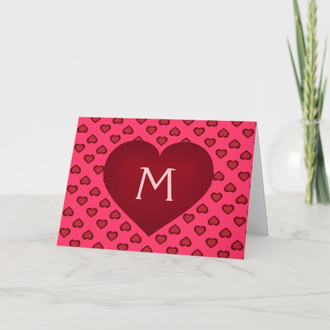 Monogram Crimson Heart Helgkort (Framsida)