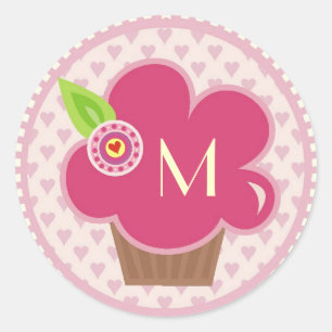 MONOGRAM CUPPYCAKE CUTIE STICKER RUNT KLISTERMÄRKE